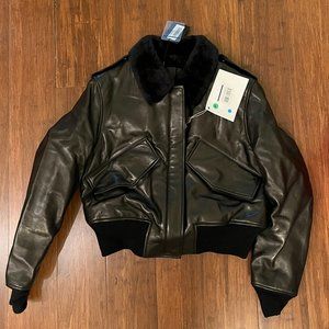 BNWT Alexander Wang genuine leather faux fur cropped bomber jacket